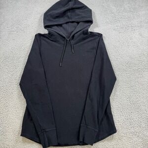 American Giant Womens Black Cotton Pullover Hoodie Sweatshirt Size L Made in USA